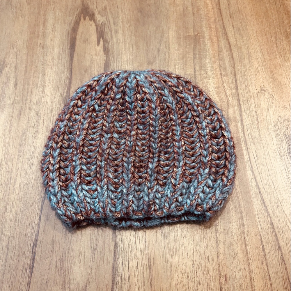 Cappellificio Fiorem Knit Beanie Brown and Blue